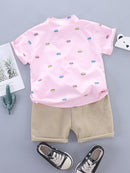 Conjunto para meninos com estampa de carrinho