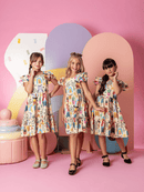 Vestido Infantil Feminino Moda Festa Blogueirinha Colorido com Babado