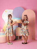 Vestido Infantil Feminino Moda Festa Blogueirinha Colorido com Babado