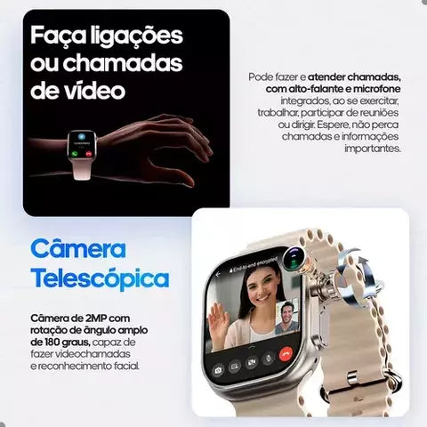 Smartwatch 5g Ultra Ai 3 Series 10 - Com Câmera, Chip e Acesso a Redes Sociais